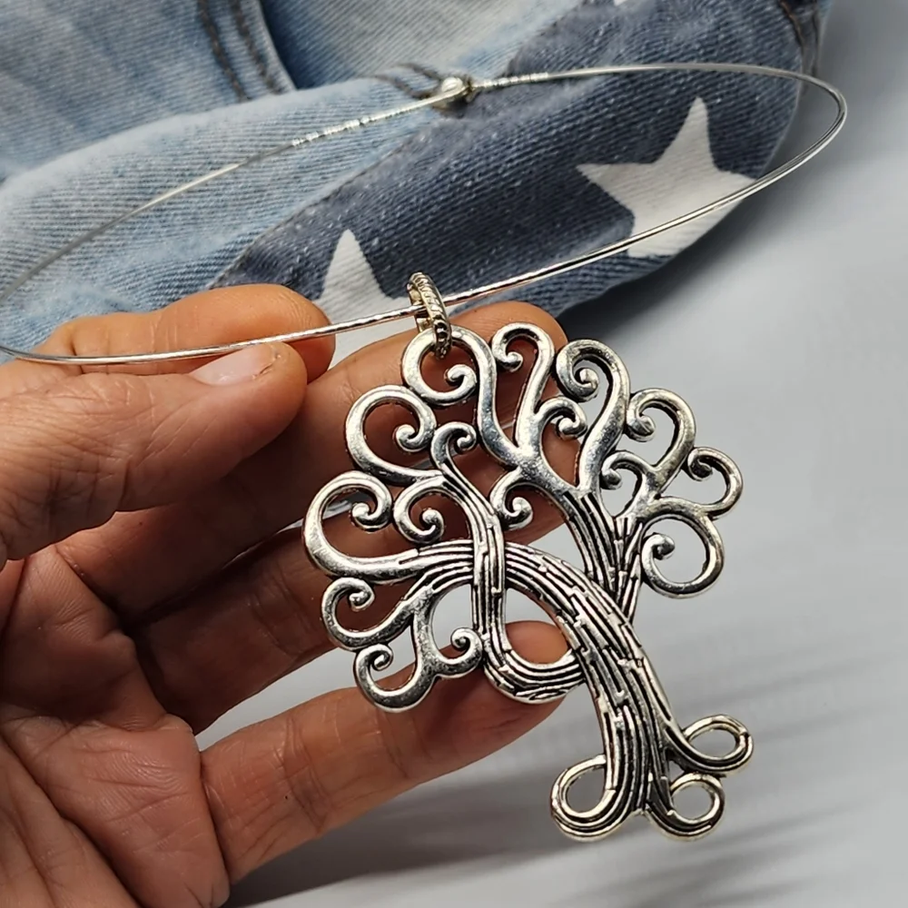 ❤️ Tree Of Life Necklace Hypoallergenic Jewelry Silver Big Pendant